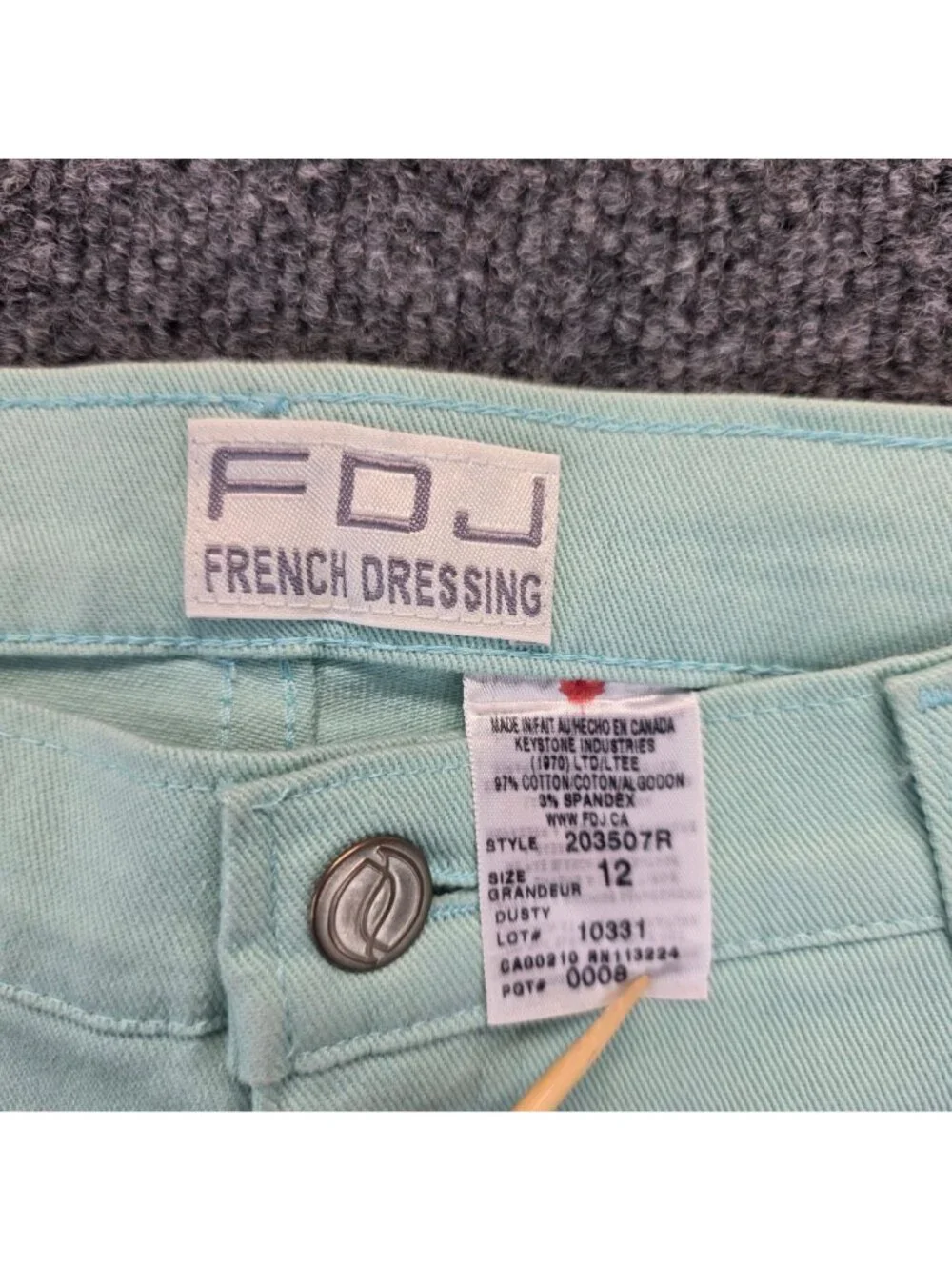 FDJ Dusty Crop Flare Jeans 12 Aqua Easy Fit Mid Rise Twee Casual Preppy Coquette